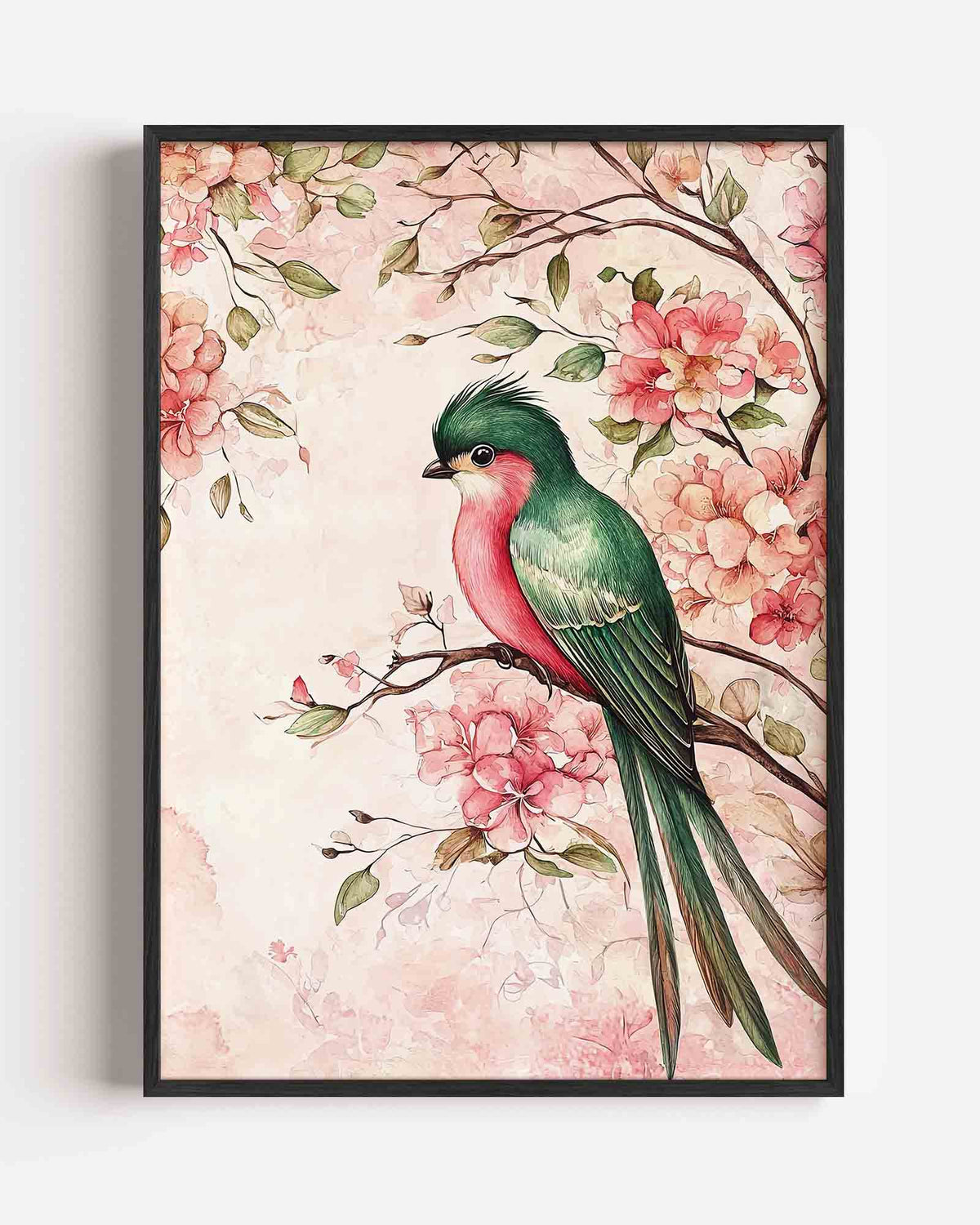 Vogel en bloemen – dieren portret poster als wanddecoratie