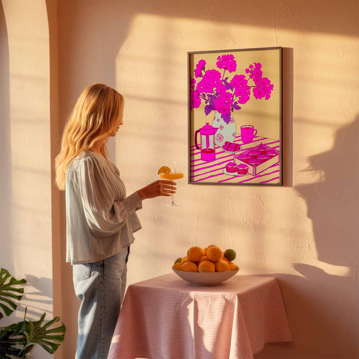 Bloemrijke Ontbijtverrassing – keuken poster als sfeervolle staande wanddecoratie