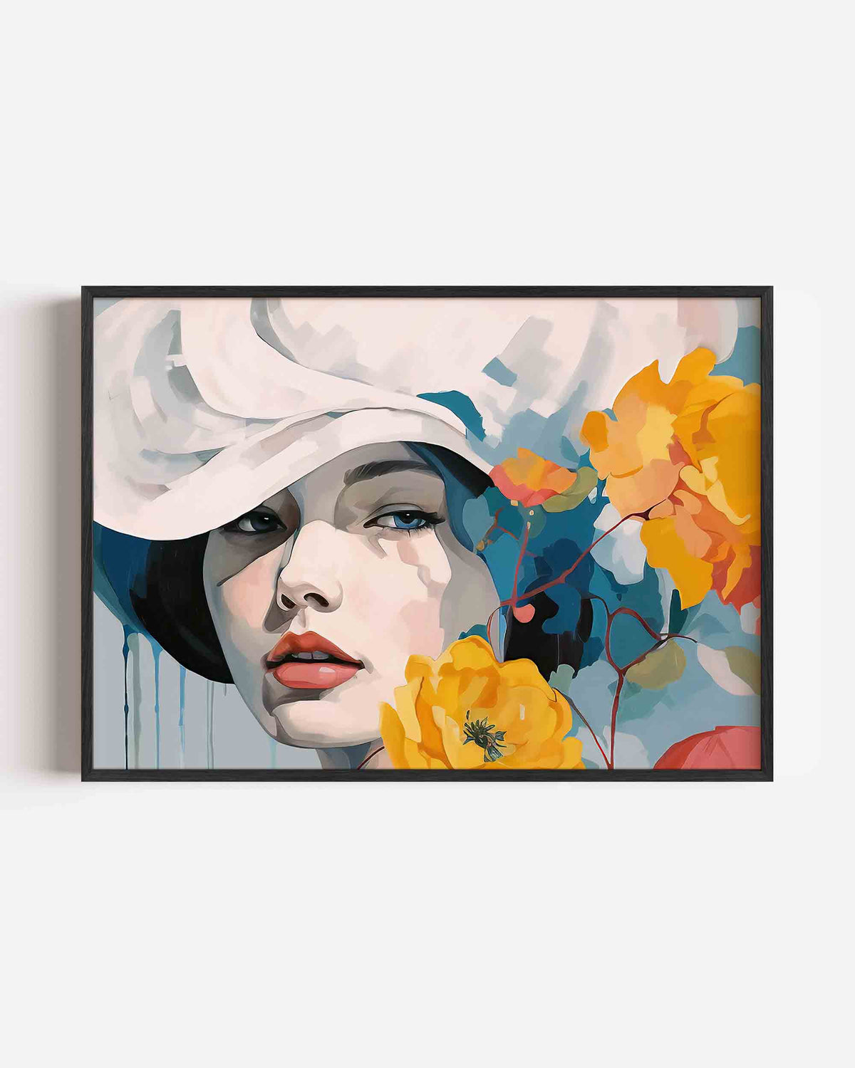 Vrouw met bloemen – vrouwelijk portret als landscape poster
