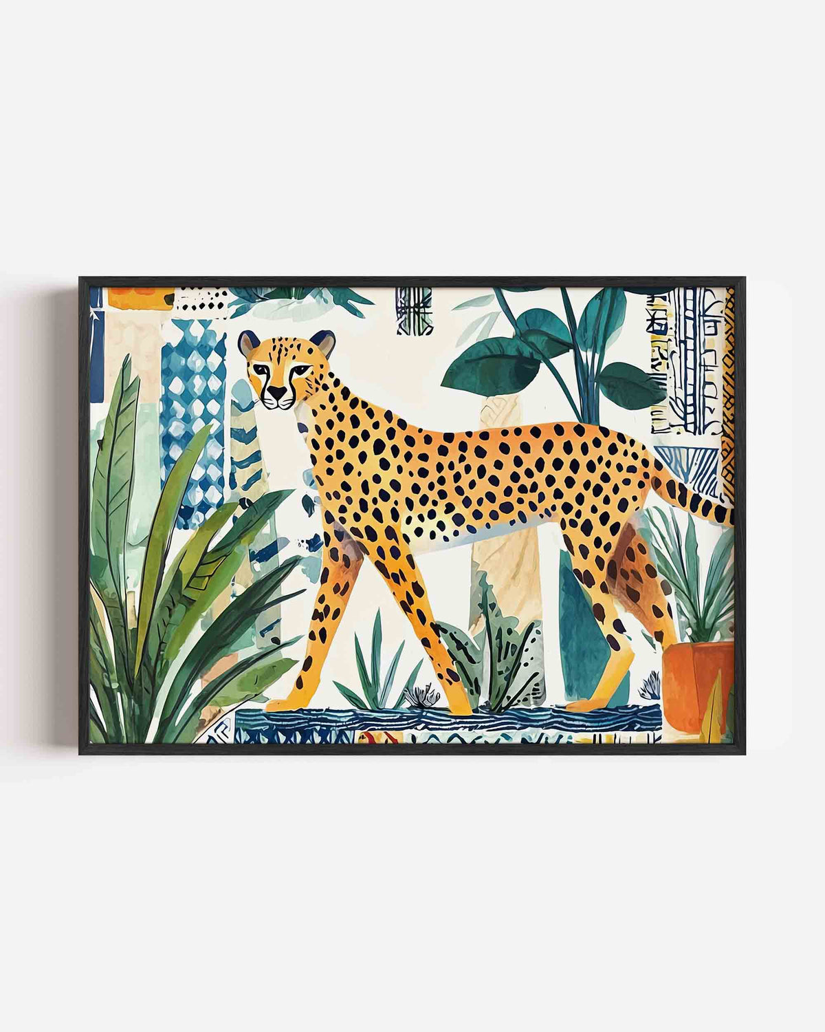 Luipaard en bladeren – dieren landscape poster als wanddecoratie