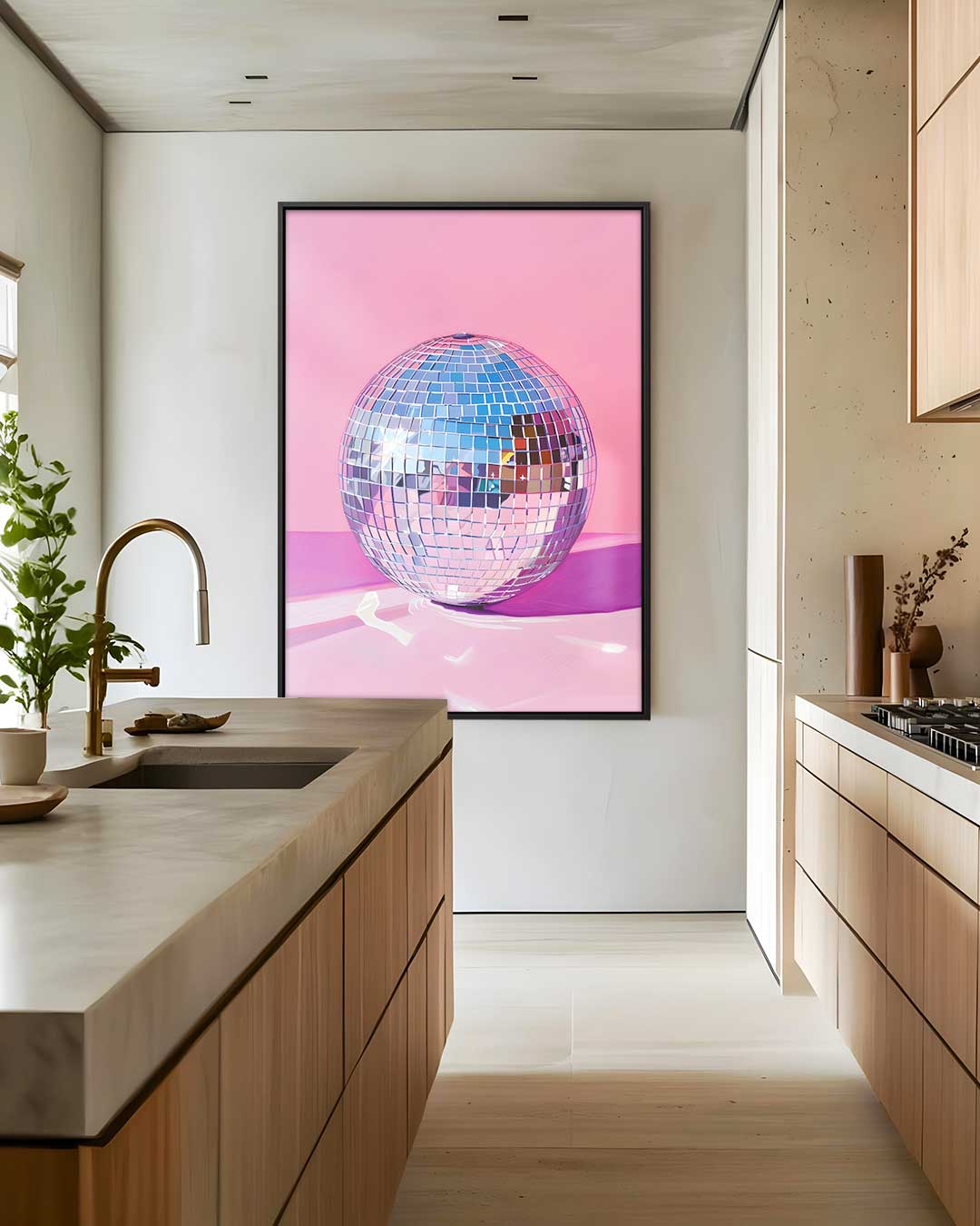 Disco Sfeer Bol Kunstwerk – modern portret kunstwerk van WallArtistic