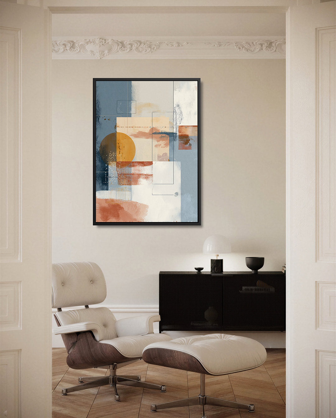 Geometrische compositie – staand wanddecoratie kunstwerk