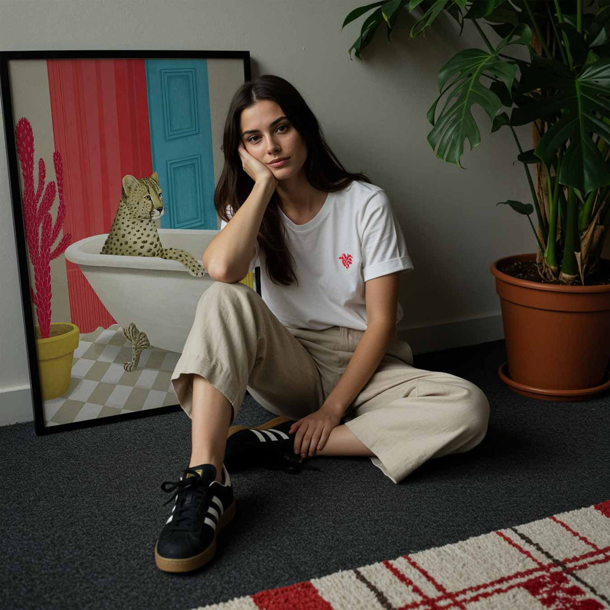Speelse Safari Badkamer – zomerse poster in staand formaat