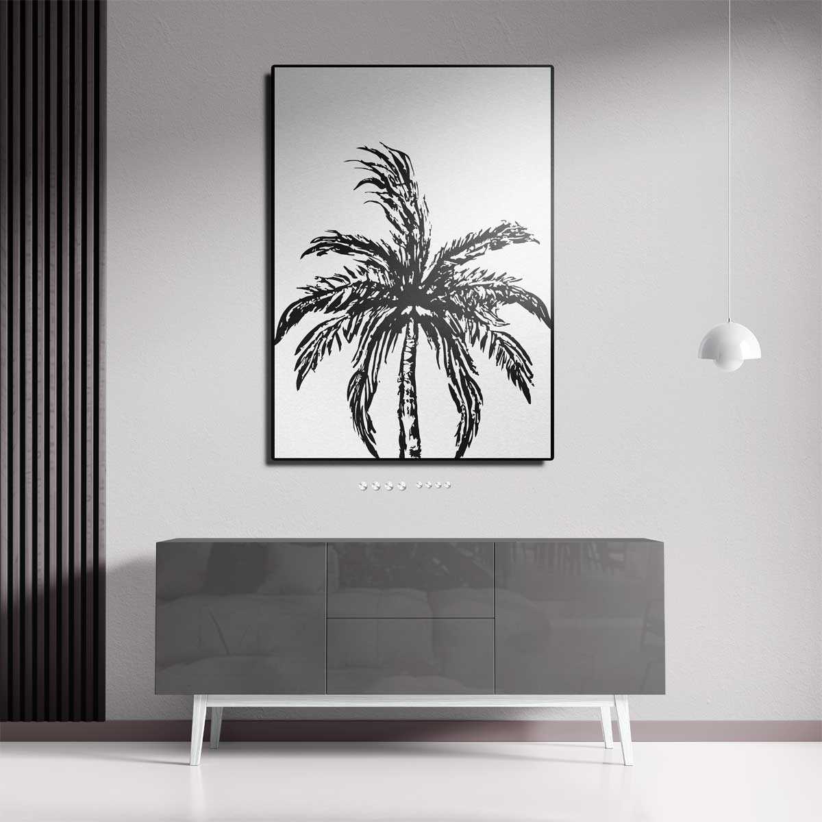 Zwart-Wit Palm Boom – staand kunstwerk voor modern interieur