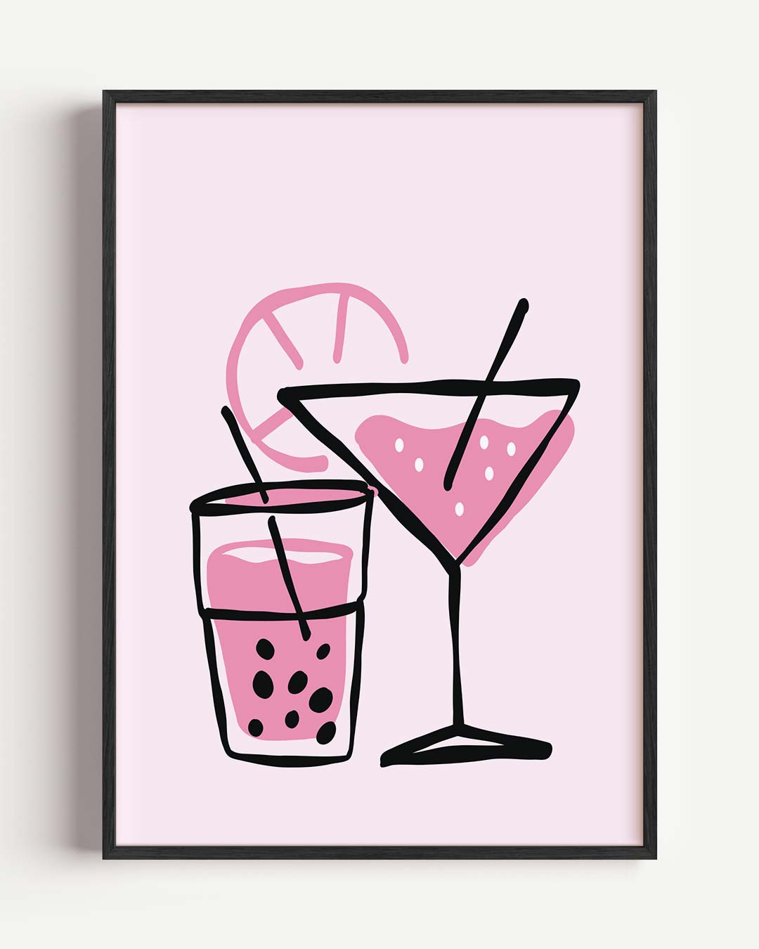 Tropische Cocktail Illustratie – zomer portret poster als wanddecoratie