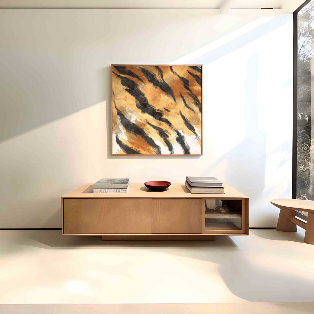 Tijgerstrepen patroon – vierkante jungle wanddecoratie van WallArtistic