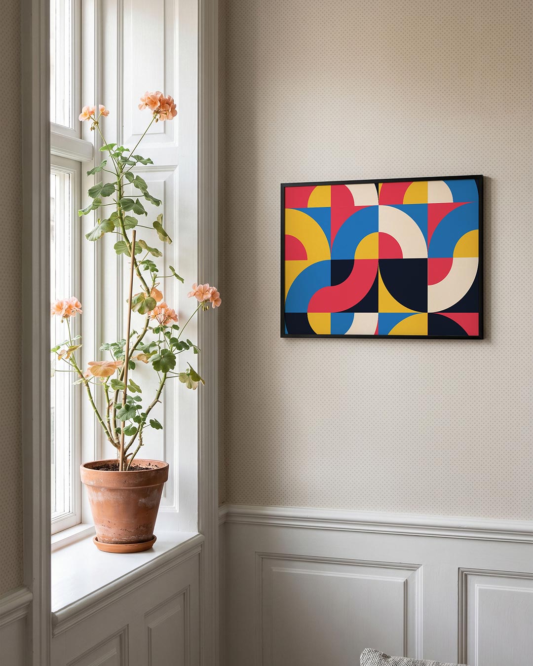Vormritme en kleur – liggende Bauhaus poster voor aan de muur