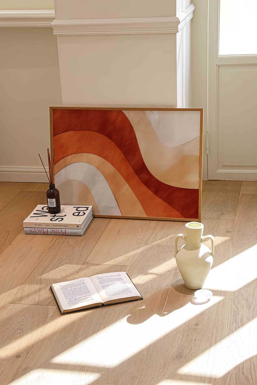 Golvende lijnen – liggende abstracte wanddecoratie van WallArtistic