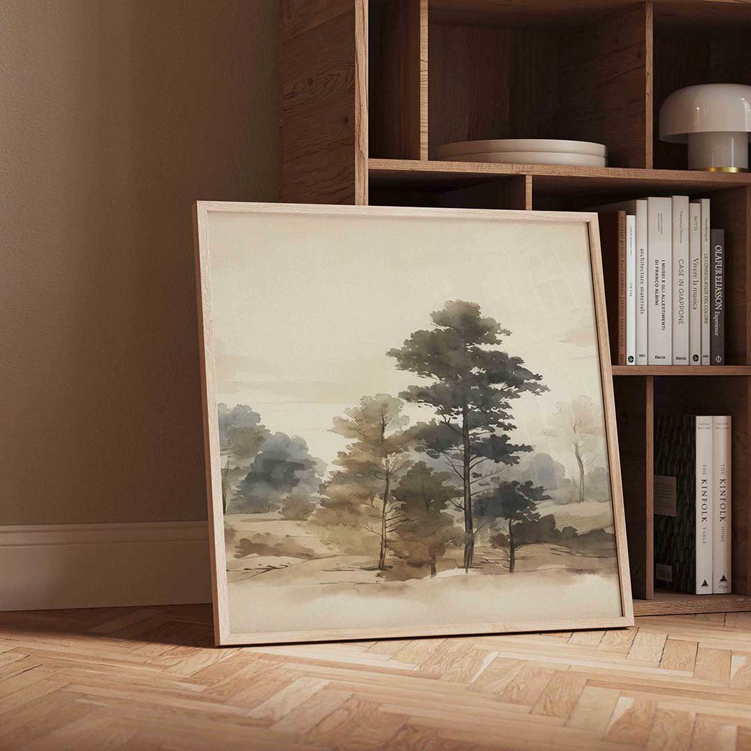 Landschap met bomen – vintage wandkunst als vierkante poster