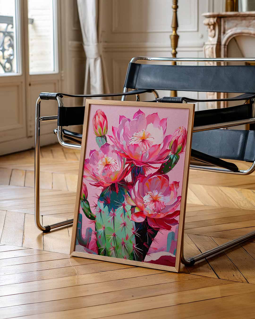 Kleurrijke Cactus Bloei – staande muurposter voor Pasen
