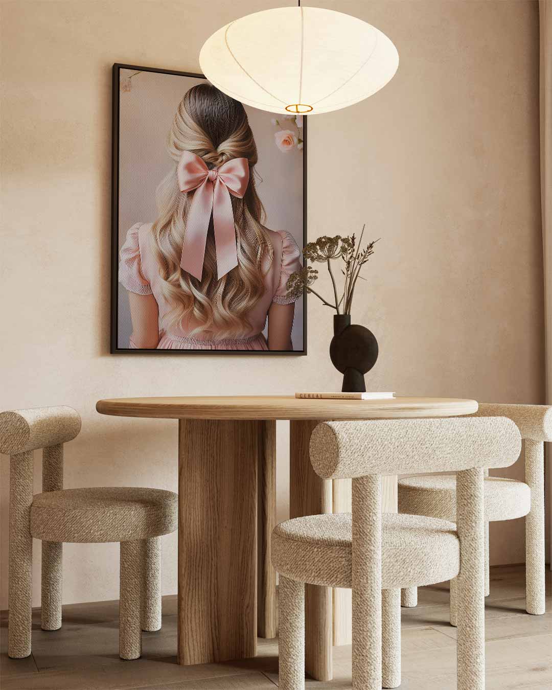 Roze Elegantie in Bloesems – dibond wanddecoratie in staand formaat