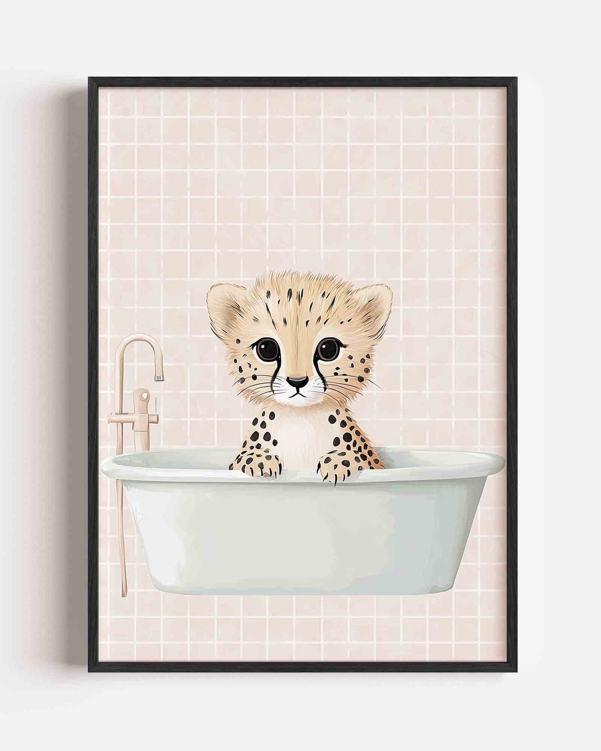 Cheetah in bad – hedendaagse illustratie portret poster als wanddecoratie