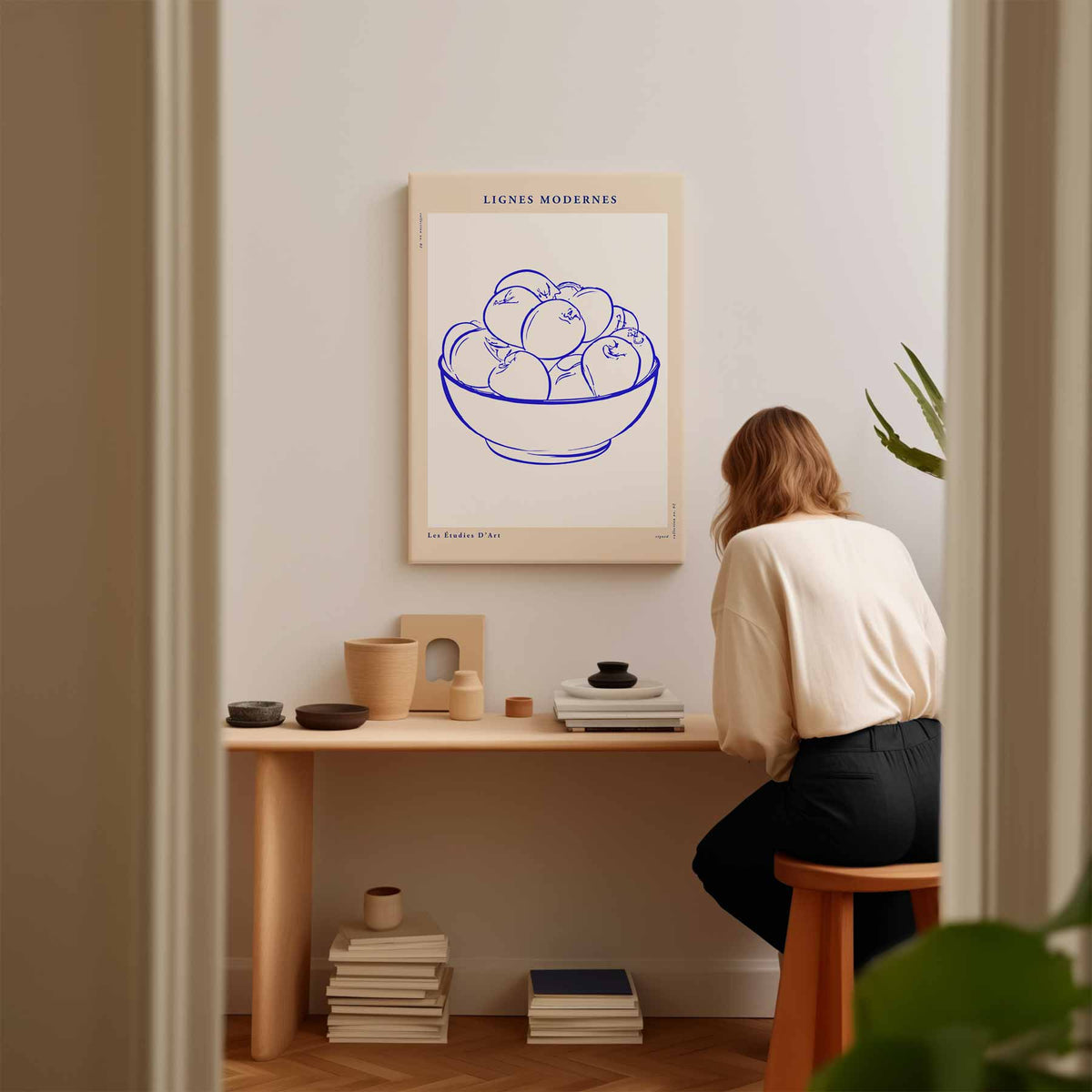 Moderne Lijnen Fruit Schaal – modern portret kunstwerk van WallArtistic