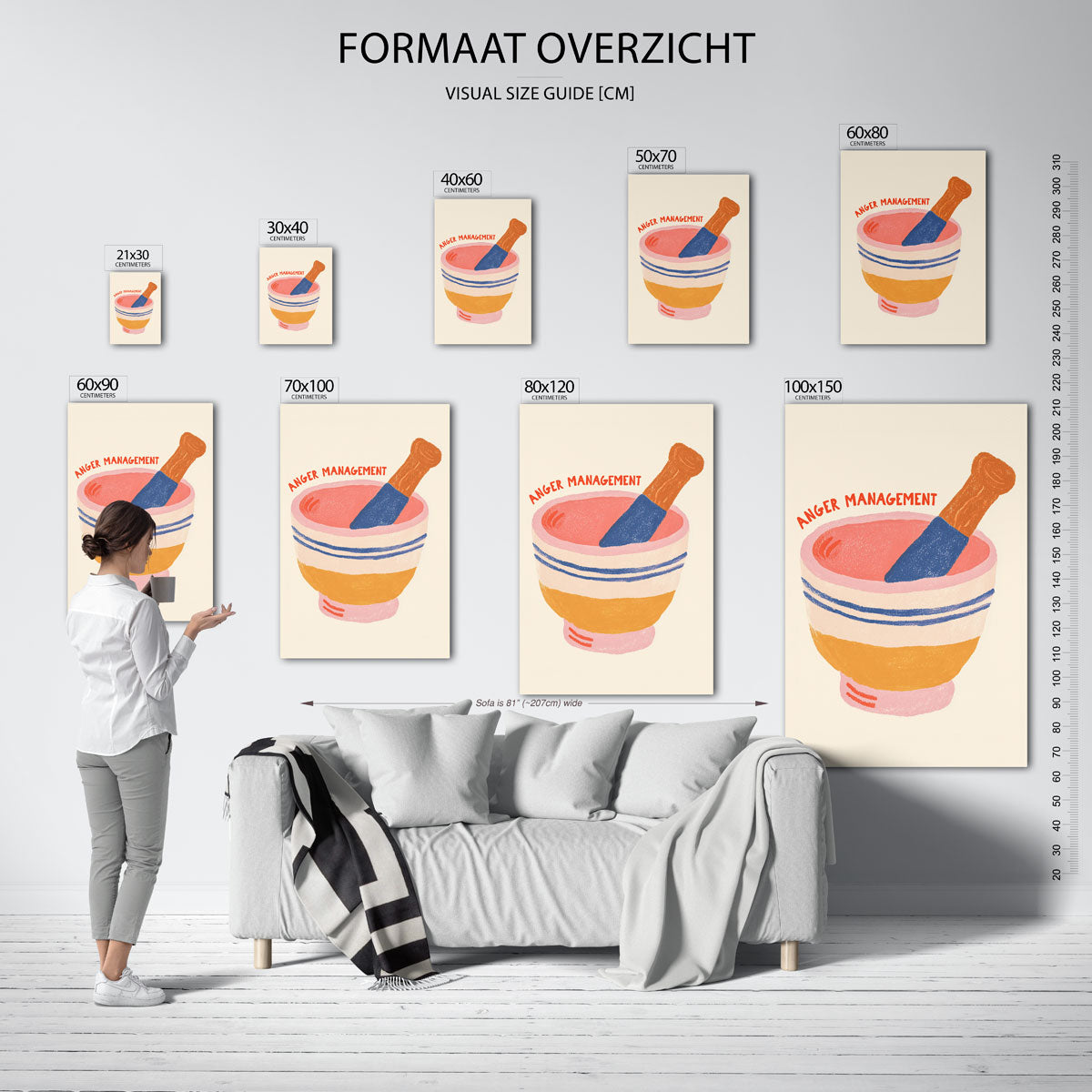 Kom met stamper – staande muurposter voor keuken of eethoek