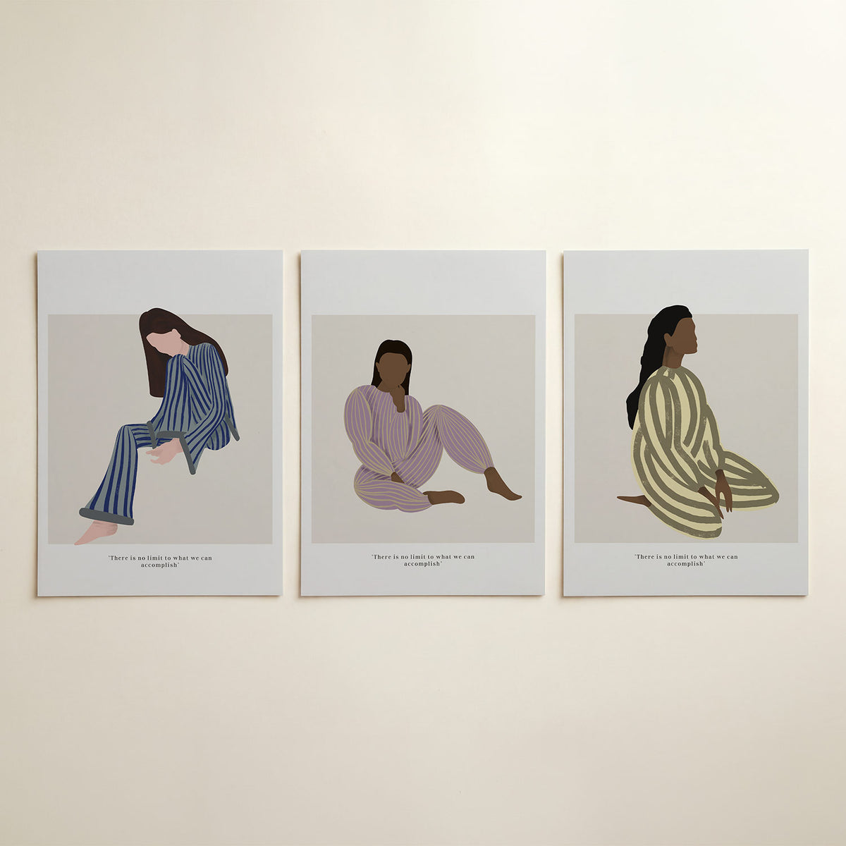 Gestreepte harmonie driedelige posterset in tweede interieur