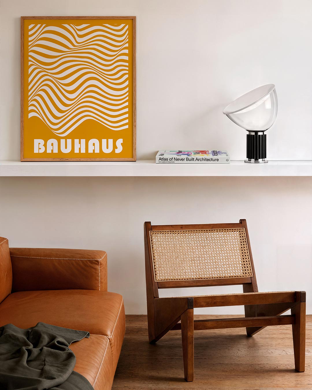 Golvend lijnenspel – staande Bauhaus poster voor aan de muur