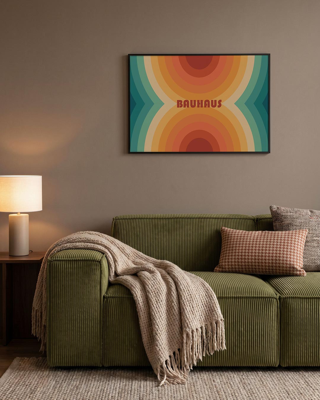 Kleurrijke cirkelpatronen – geometrische Bauhaus poster in liggend formaat