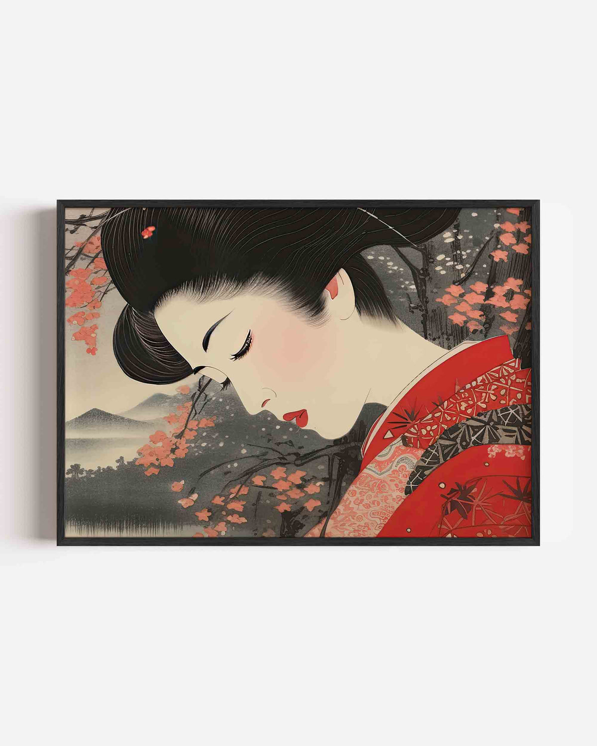 Vrouw in kimono – keuken landscape poster als wanddecoratie