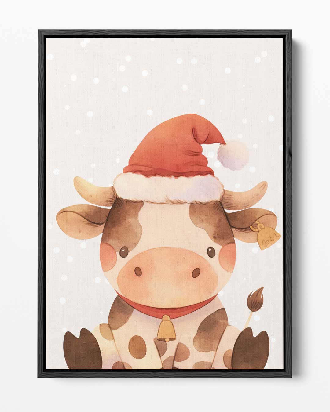 Kerstkoe Illustratie – portret kunstwerk als wanddecoratie
