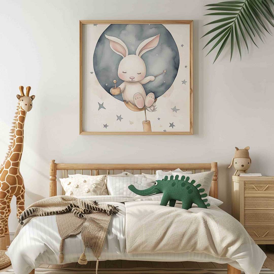 Slapend konijn – vierkante kinderkamer wanddecoratie van WallArtistic