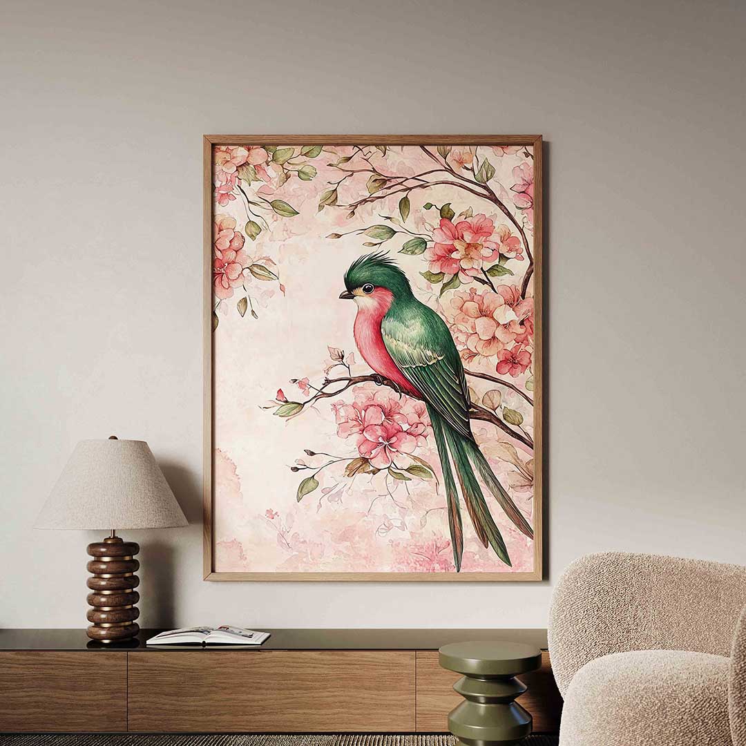 Vogel en bloemen – dieren poster in staand formaat
