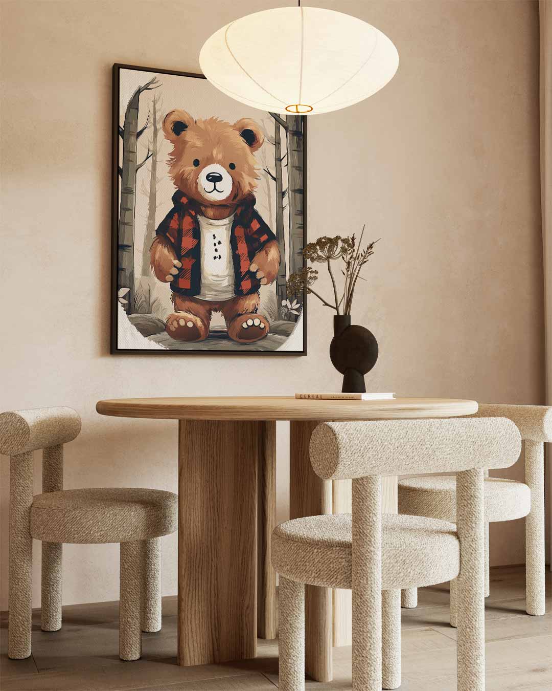 Wanddecoratie Beer in Houtlook – staand kunstwerk voor modern interieur