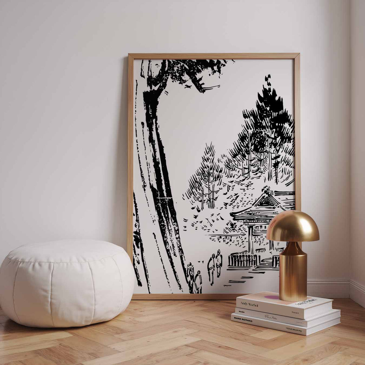 Zwarte Inkt Natuurprint – zomerse wandkunst als portret poster