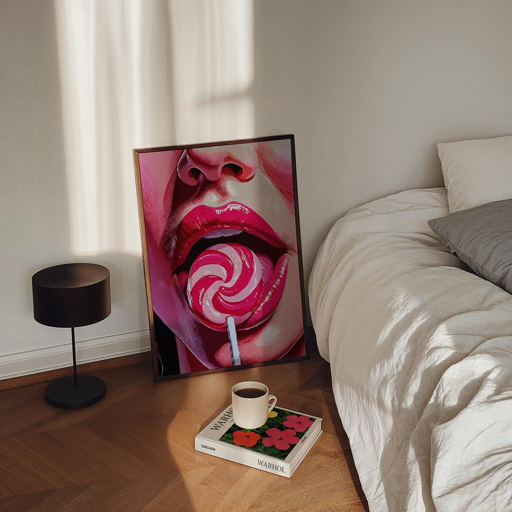 Lollipop Lips Poster I – staande Popart wanddecoratie van WallArtistic