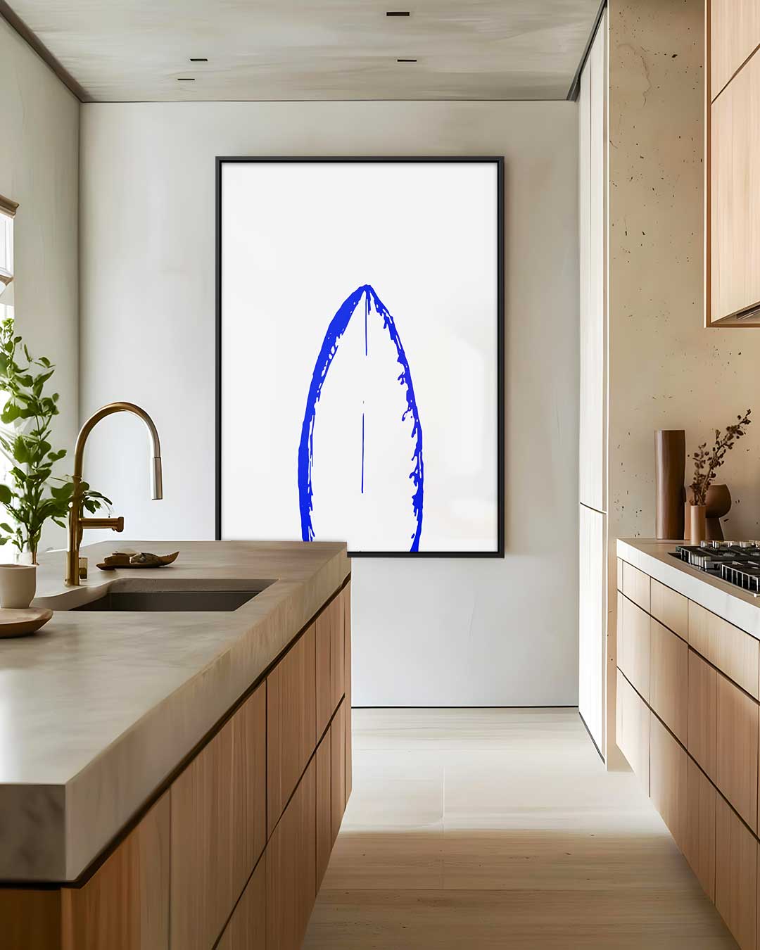Blauwe Vleugelafdruk – staand kunstwerk voor modern interieur