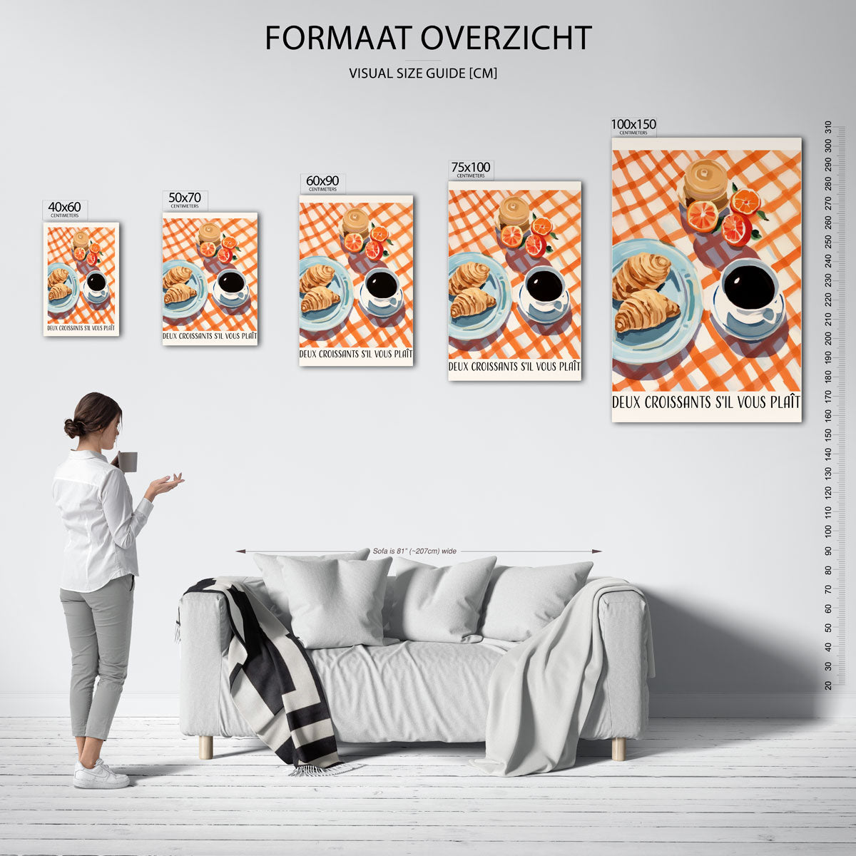 Ontbijt illustratie – staand wanddecoratie kunstwerk