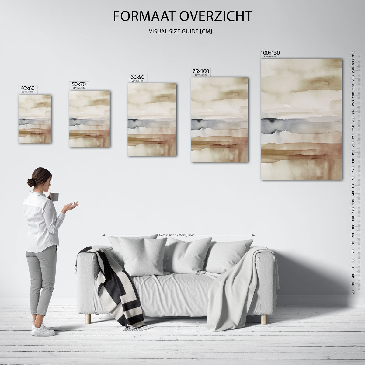 Zachte aardetinten – staand wanddecoratie kunstwerk