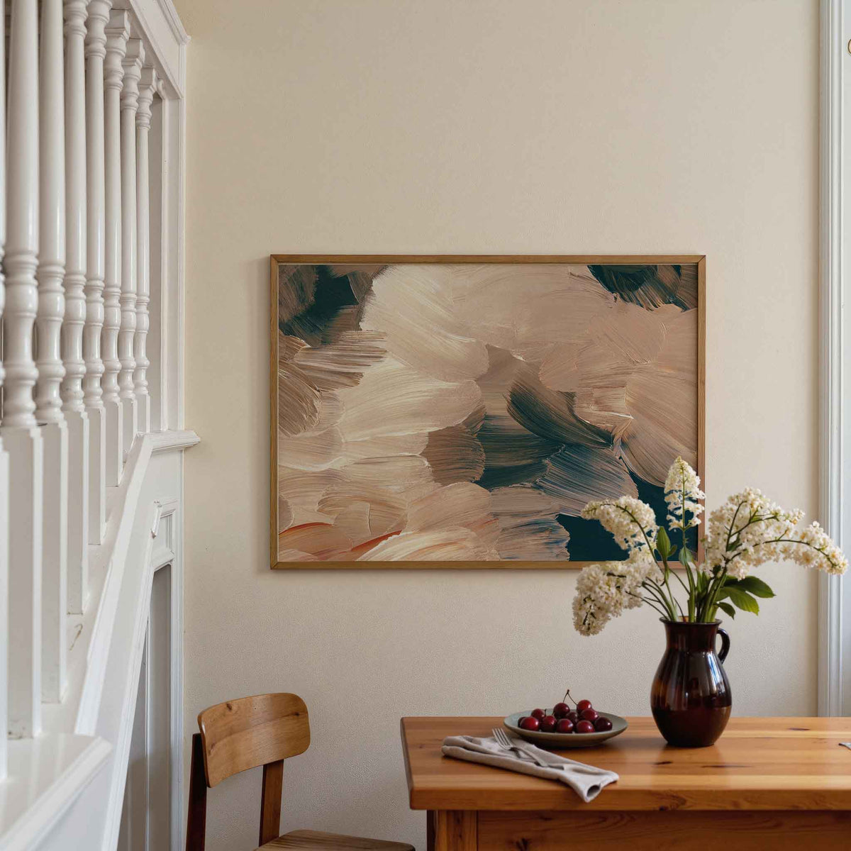 Abstracte penseelstreken – artistieke poster in liggend formaat
