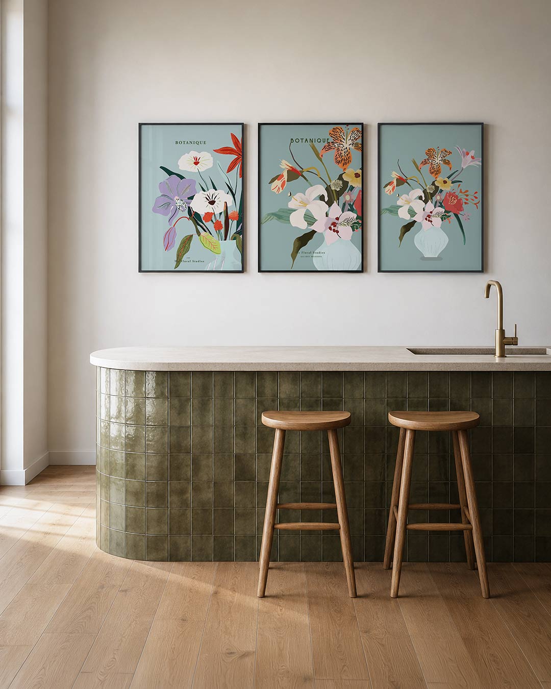Bloemrijke compositie posterset – tweede productweergave – deze posterset toont een levendig samenspel van bloemen in