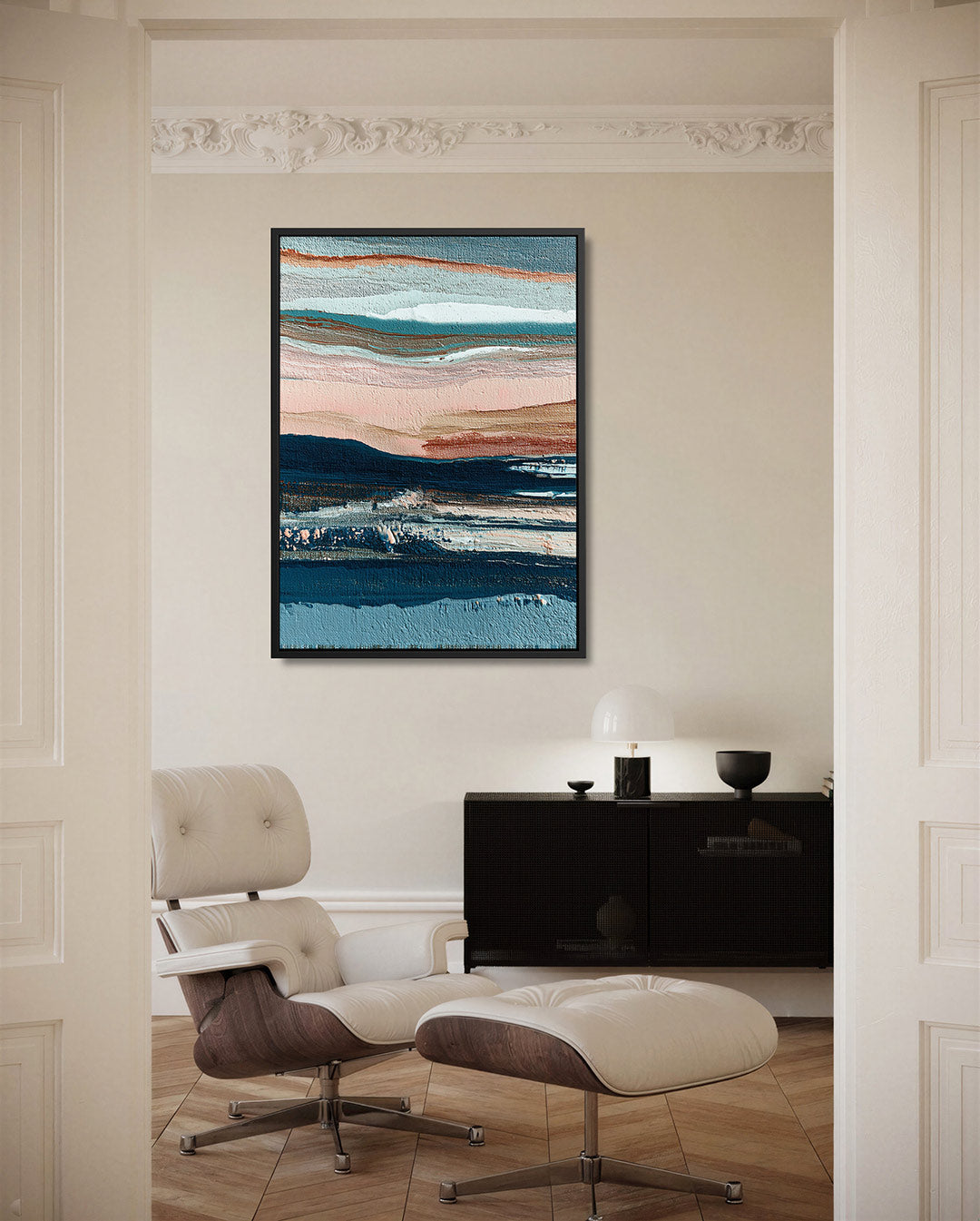 Gelaagde kleurencompositie – staand wanddecoratie kunstwerk