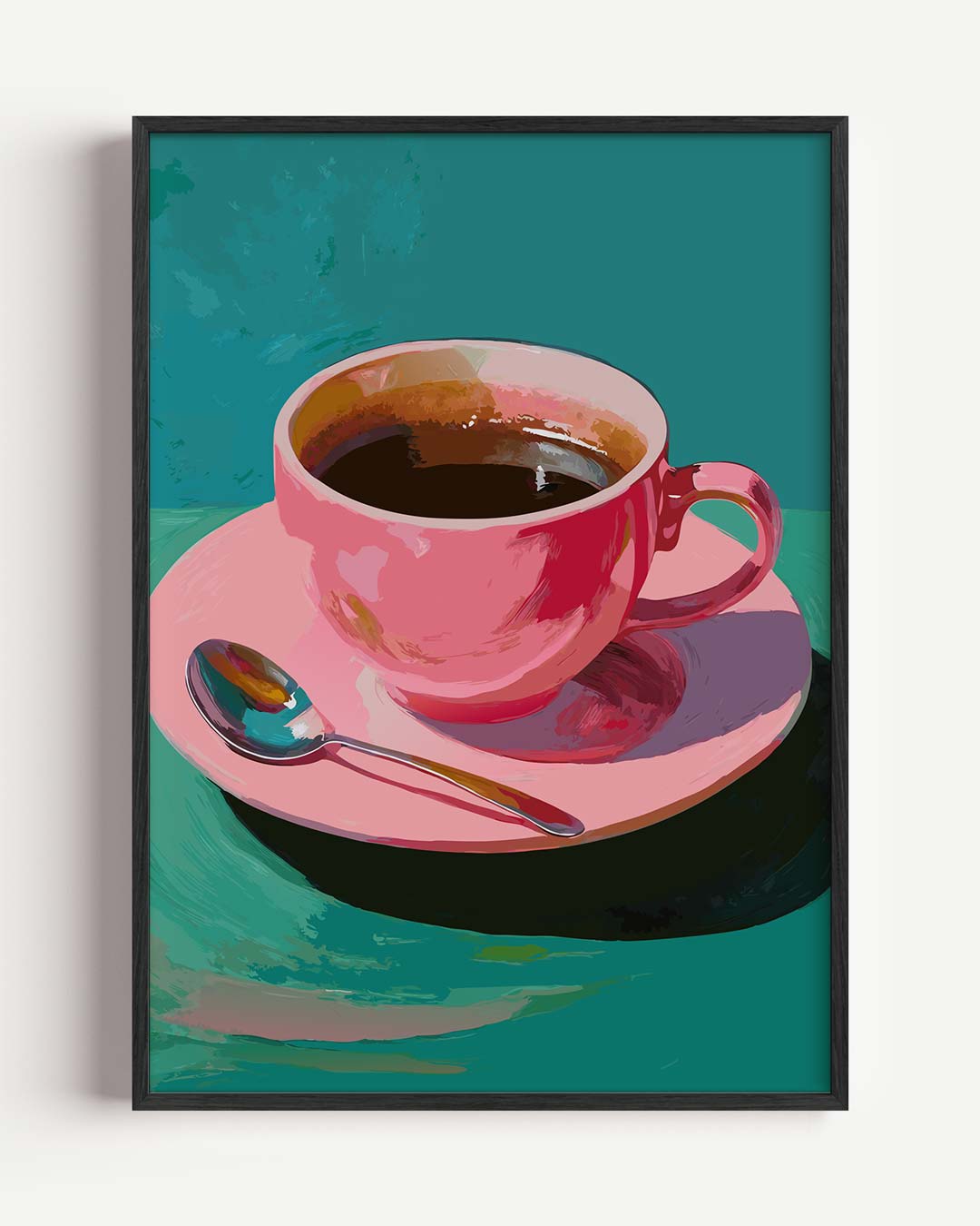 Roze Koffiekunst – zomer portret poster als wanddecoratie