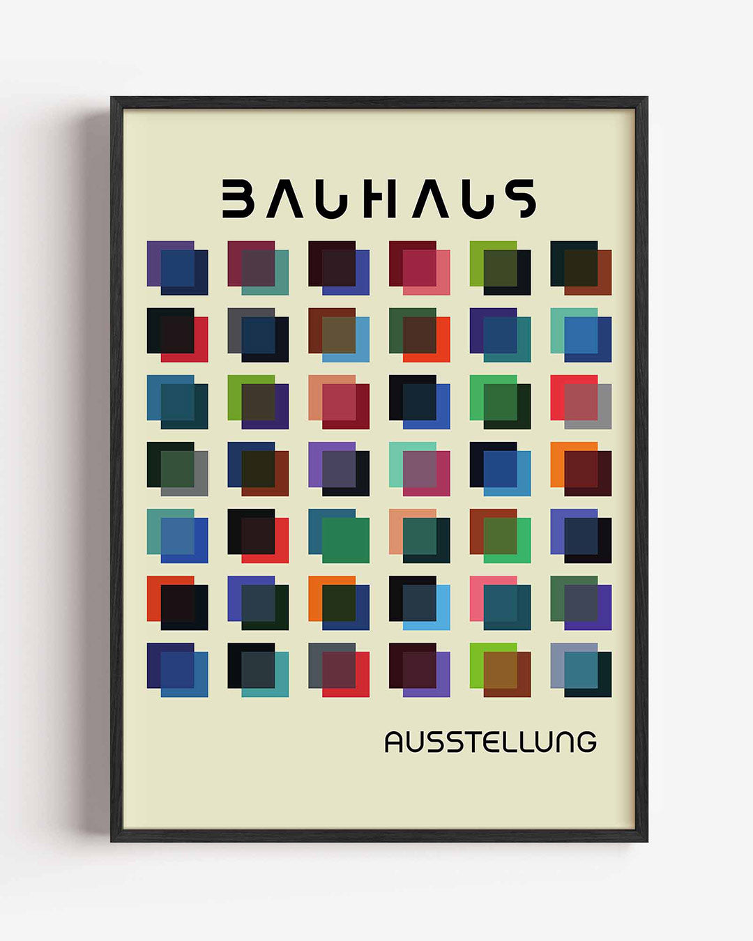 Kleurrijke vierkanten – staande Bauhaus poster als wanddecoratie