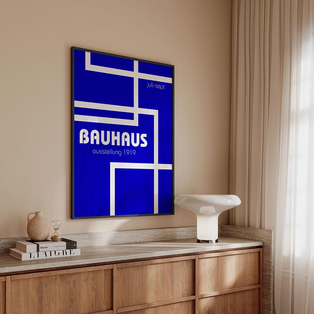 Lijnen en vlakken – geometrische Bauhaus poster in staand formaat