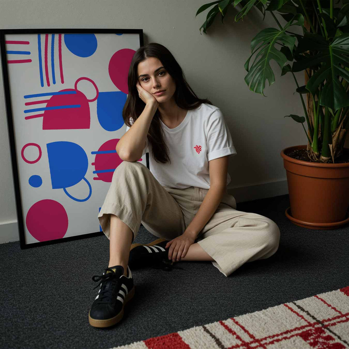 Vrolijke Vormenspel – abstracte wandkunst als portret poster