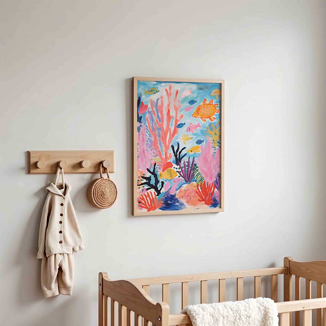 Kleurrijke vissen en koraal – kinderposter in staand formaat