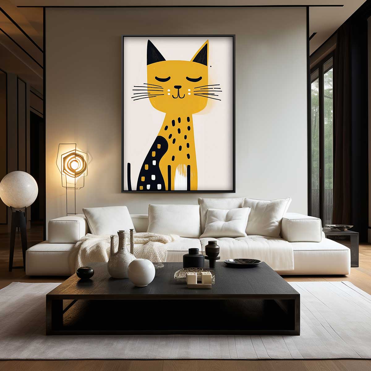 Slapende Kat Kunstprint – canvas wanddecoratie in portret formaat
