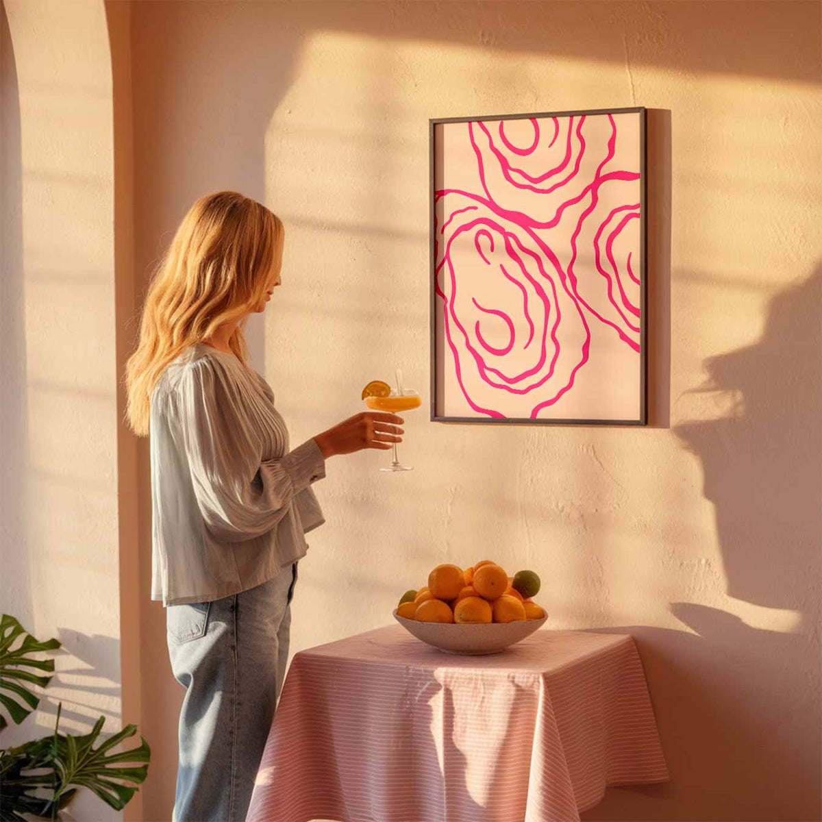 Moderne Pastel Oyster Print – keuken poster als sfeervolle staande wanddecoratie