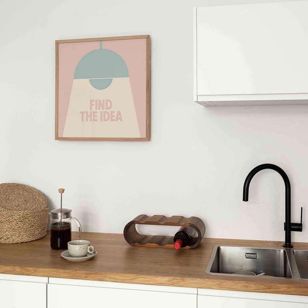 Find the idea – kleurrijke Pop Art poster in vierkant formaat
