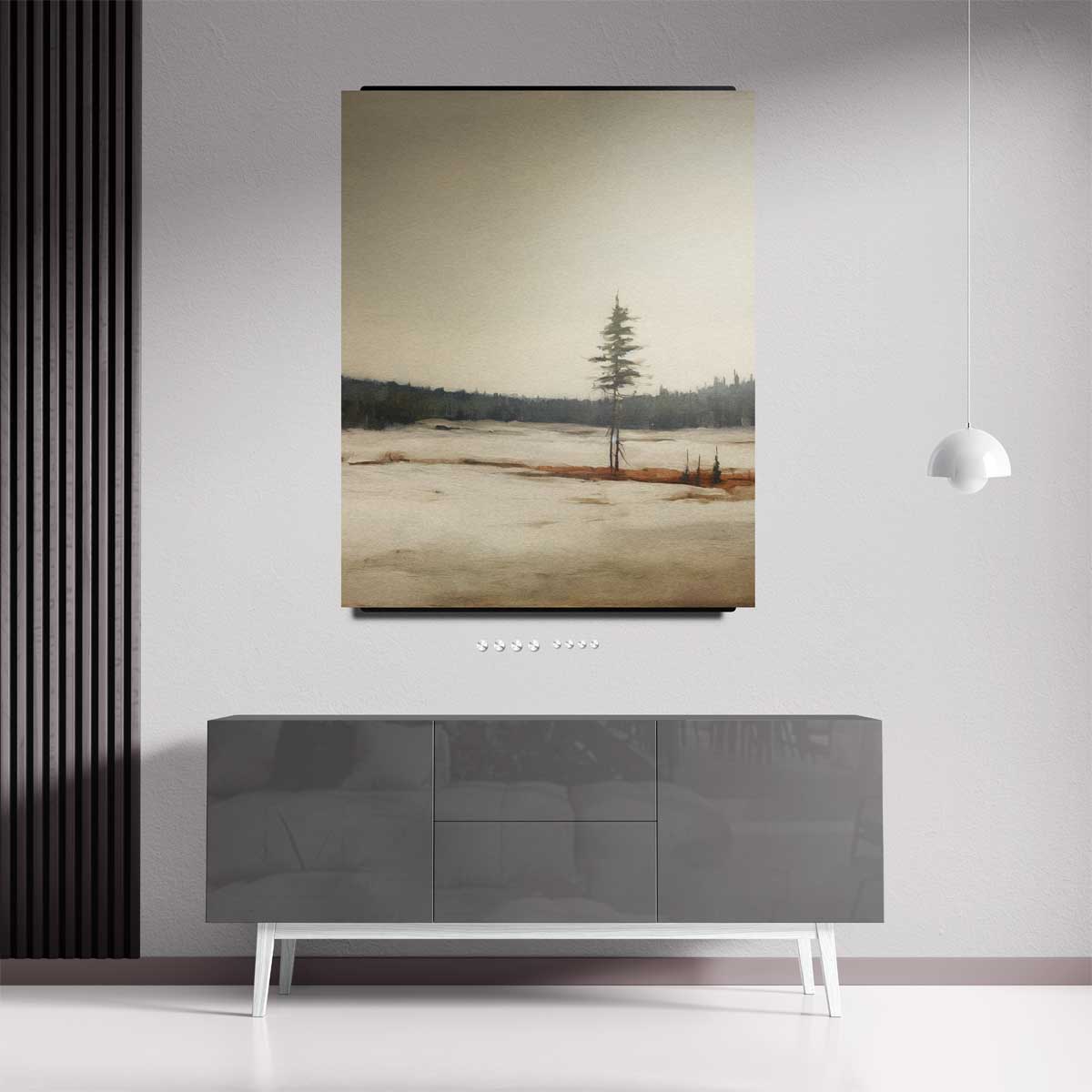 Eenzaamheid in Winterlandschap – staande wandkunst voor woonkamer of interieur