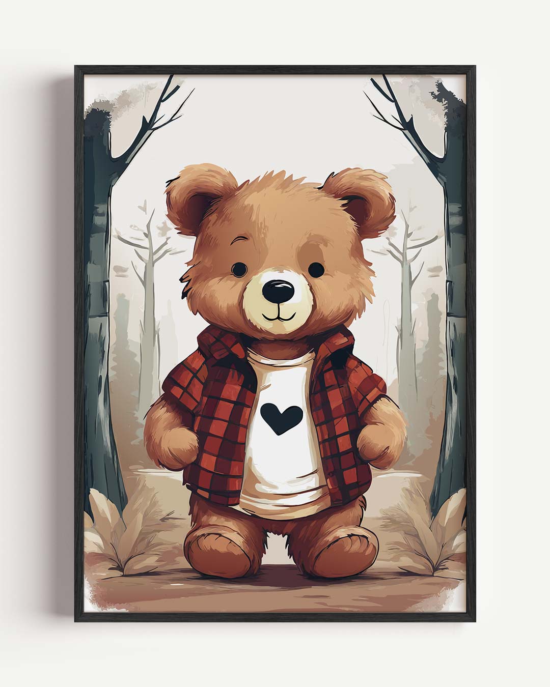 Knuffelbeer in het Bos – kids portret poster als wanddecoratie
