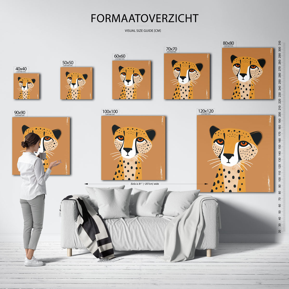 Luipaard portret – vierkante muurposter voor de kinderkamer