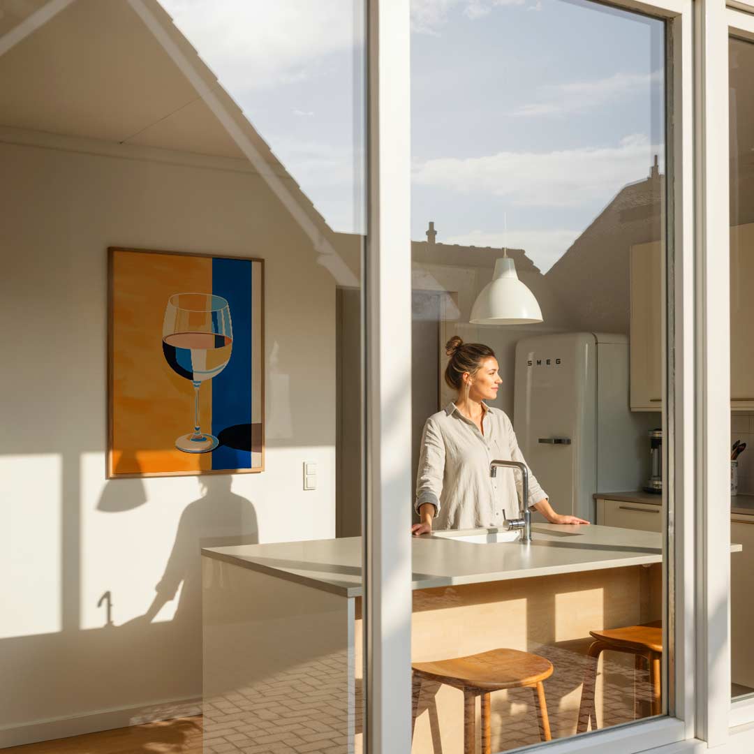 Moderne Wijnkunst – keukenposter in staand formaat