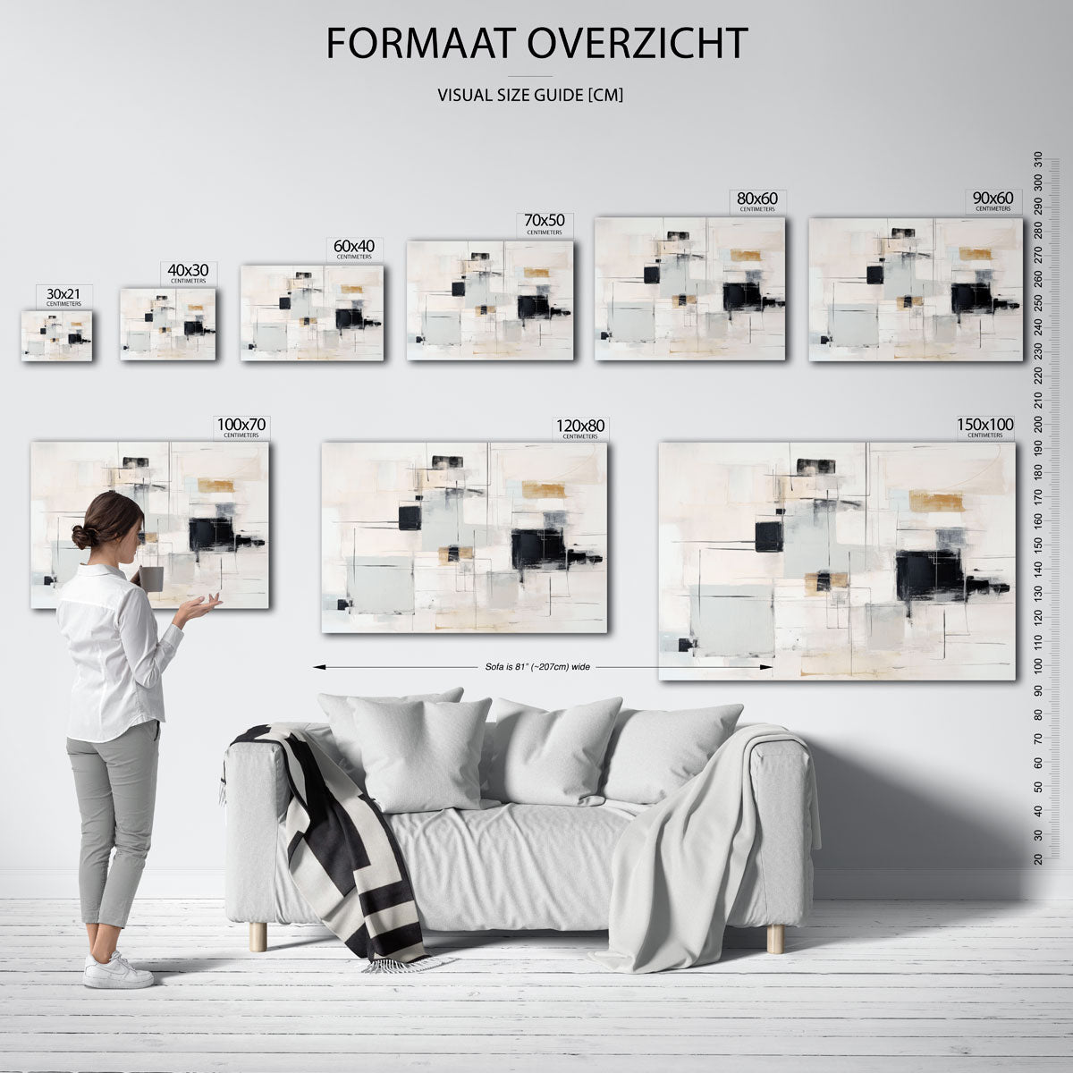 Abstracte vormen – liggende muurposter met abstracte vormen