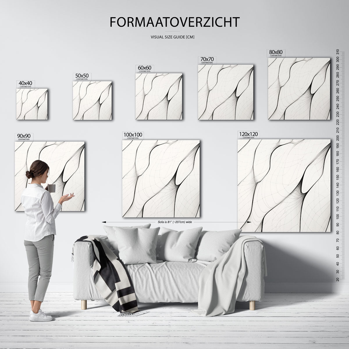Abstracte lijnen – vierkante muurposter met kleurrijke vormen