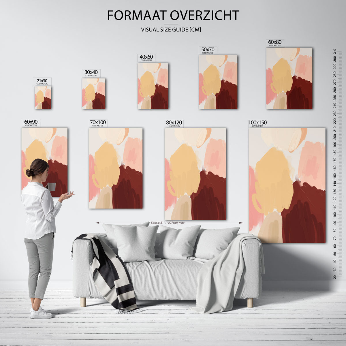 Abstracte vormen – staande muurposter met hedendaagse illustratie