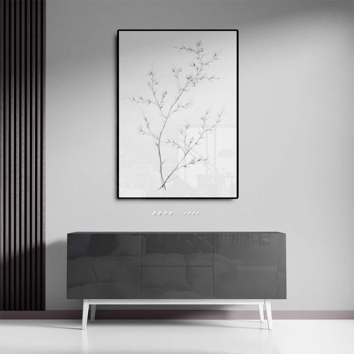 Elegante Potloodschets van Takken – canvas kunstwerk als wanddecoratie